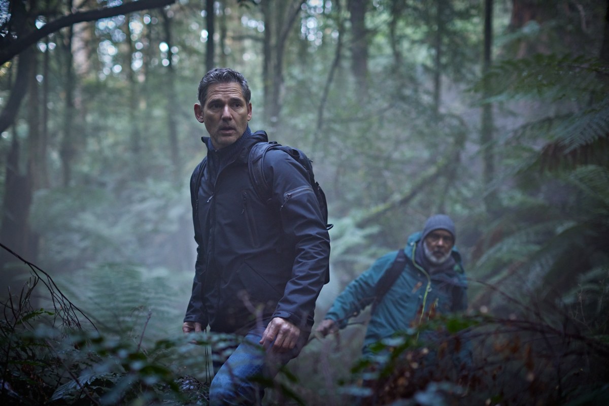 Eric Bana As Character Aaron Falk Stands In A Dense Rainforest. Image: Prime Video.