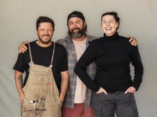 (L-R) Director, co-creator and co-writer, Nathan Maynard, co-creator, co-writer and producer Adam Thompson, and producer Catherine Pettman. Image: SBS.