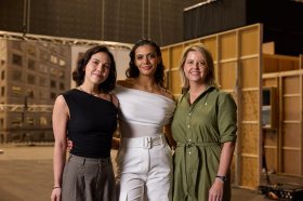 Saccharine director Natalie Erika James, Madeleine Madden and Caroline Pitcher. Image: Narelle Portanier